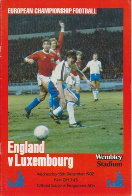 Jalkapallo otteluohjelma Englanti - Luxemburg 1982
