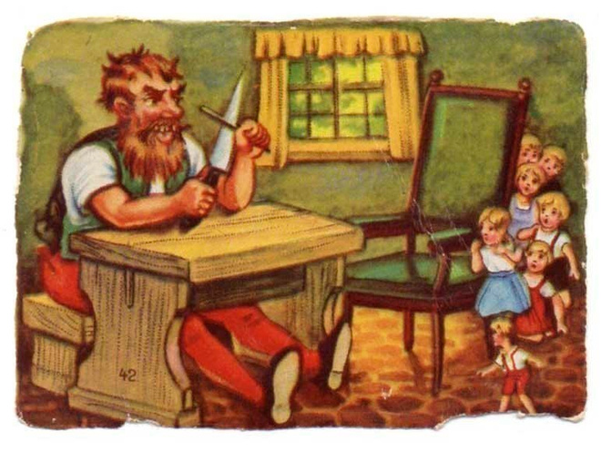 WANHA SATUKUVA / Ihmissyöjä ja pelokkaat lapset. 1900-l.