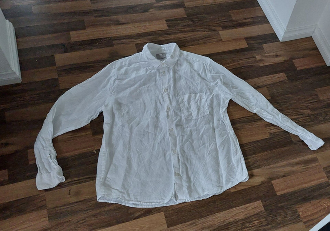 Valkoinen kauluspaita miesten koko XL 100% pellavaa