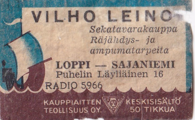 Loppi - Sajaniemi. Vilho Leino, Radio 5966, s80