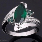 60 .. 10k Valkokulta Green Emerald  Kaunis .. Sormus - pikkukuva 2