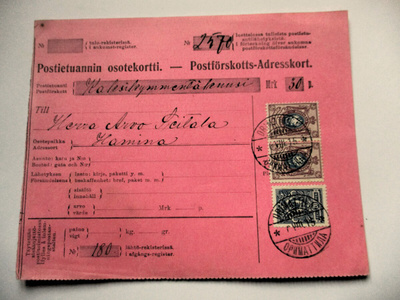 1915 Orimattila postiennakko Haminaan