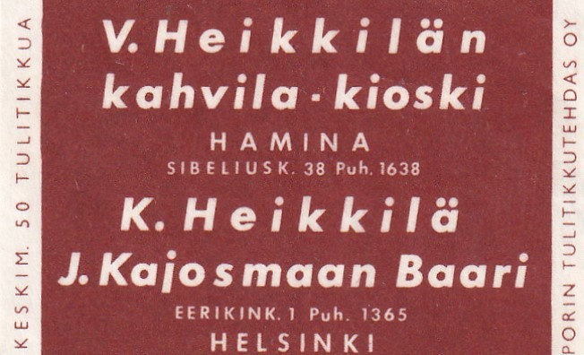 Helsinki, K. Heikkilä, Hamina, V. Heikkilän kahvila    1/16
