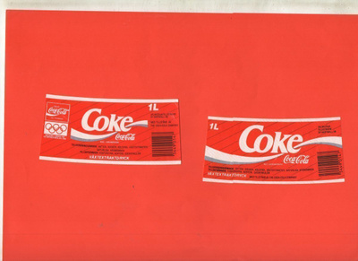 COCA-COLA Etiketti  1 L. "Olympiarenkaat"