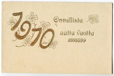 Uudenvuodenkortti 1910, kulkenut 1909