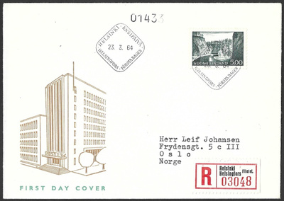 FDC 1964 Yleismerkki Ristikallio 5,00 mk Lape 586