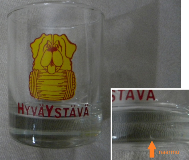 Hyvä Ystävä -drinkkilasi 80-luvulta