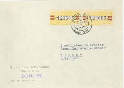 DDR Verwaltungspost Mi 25 pari kirjeellä