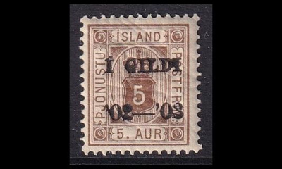 Islanti 12B ** Virkamerkki Kruunu Gildi 5 A (12¾) (1902)