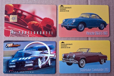 Auto aiheiset puhelinkortit Opel Porsche Studebaker