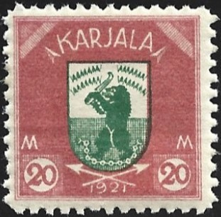 1922 Karjala 20 mk violetinpunainen/vihreä ** LaPe K 14  A