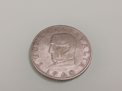 Hopea rahaa 1000 markkaa 1960 Suomen markka 100 vuotta
