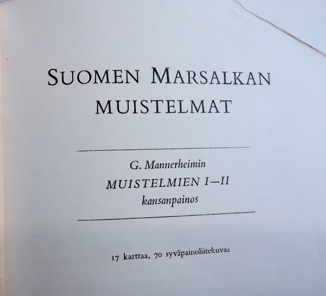 Suomen marsalkan muistelmat - kansanpainos 1.p (sid.)