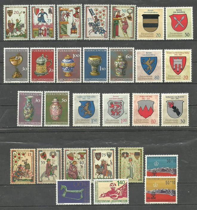LIECHTENSTEIN suuri erä merkkejä - sarjoja **