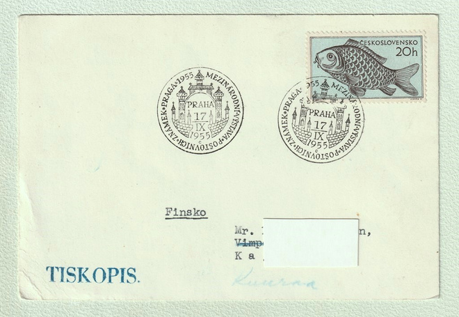 Prahan kv. postimerkkinäyttelyn erikoisleima 1955