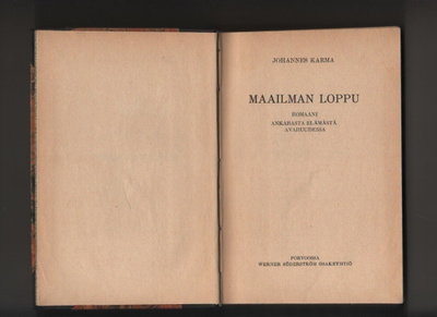 Karma, Johannes: Maailman loppu, WSOY 1921, sid., K3