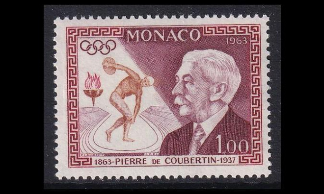 Monaco 738 ** Olympialaisten isä Pierre de Coubertin (1963)