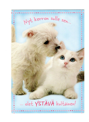 Koira & Kissa °°Olet ystävä kultainen!°° -KORTTI / Karto
