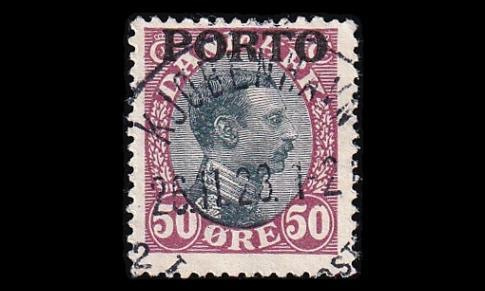 Tanska PORTO_7 o 50 öre Christian X loisto (1921)