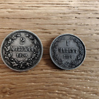 Suomen suuriruhtinaskunnan 2 markan ja 1 markan hopearahoja - pikkukuva 1