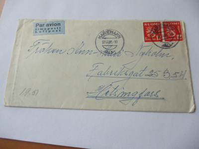 1951 Maarianhamina lentopostikuori Hkiin