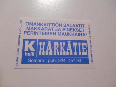 TT Etiketti K-halli Härkätie Somero