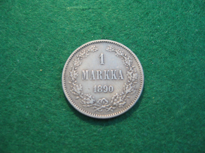 1 markka 1890 - hopeaa