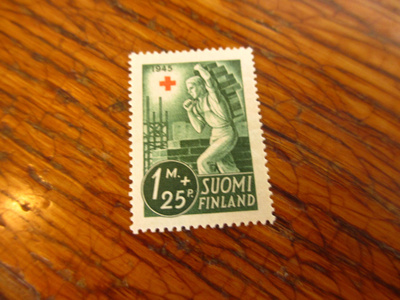 suomi pm pr 1945 1+0,25 tiili-jänis ei leimaa