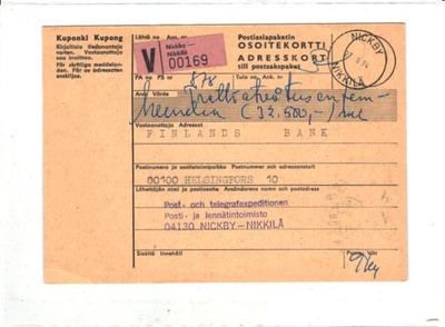 V- NIKKILÄ OSOITEKORTTI