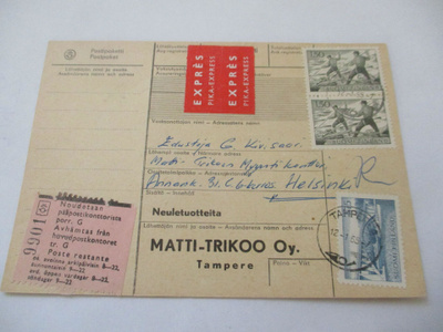 1965 Tampere pikapakettikortti