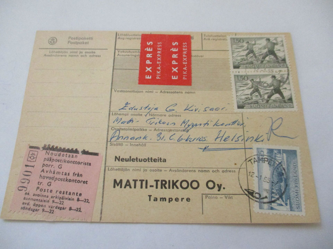 1965 Tampere pikapakettikortti