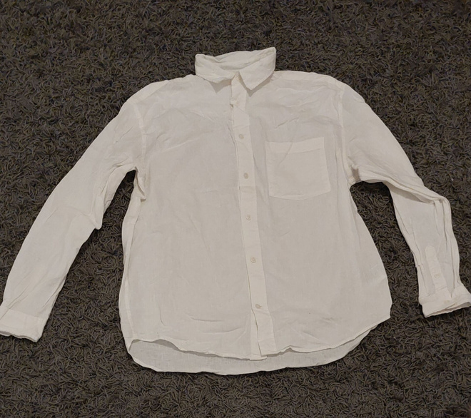 Valkoinen puuvilla-pellavapaita miesten koko M H&M relaxed