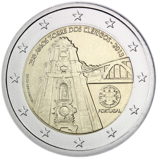 ** PORTUGALI 2€ 2013 Clérigos pillerissä **
