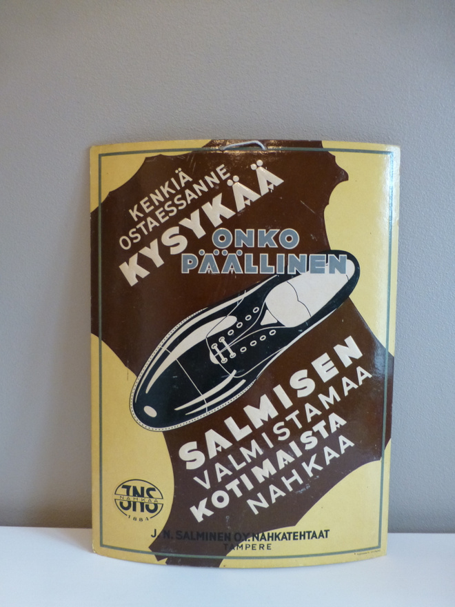 J.N. Salminen Oy Nahkatehtaat, Tampere vanha pahvimainos