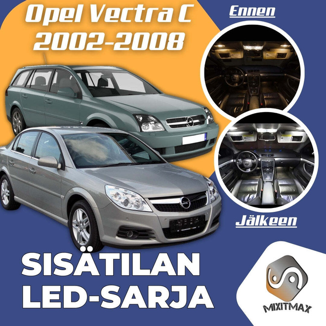 Opel Vectra C Sisätilan LED-sarja 19-osainen