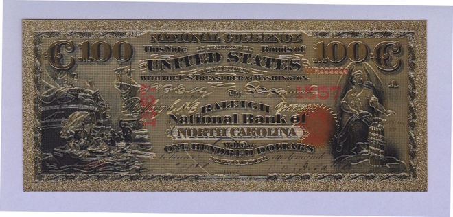 USA 100 Dollars North Carolina UNC kullattu (muoviseteli)
