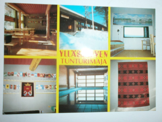 Ylläs, Ylläsjärven Tunturimaja, monikuvakortti, p. 1989