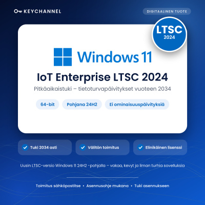 Windows 11 IoT Enterprise LTSC 2024 | Aktivointiavain | 1 PC