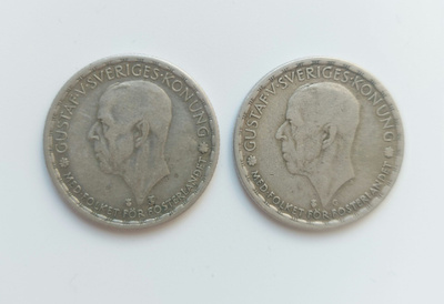 Ruotsi 1 kruunu hopeaa 2 kpl - 1949,1950