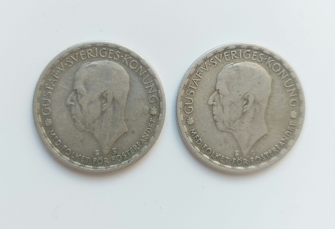 Ruotsi 1 kruunu hopeaa 2 kpl - 1949,1950