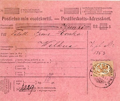 1917 50p postiennakkovapaakirjeellä