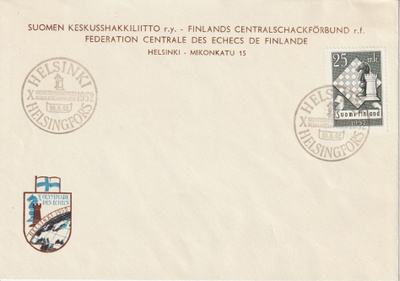 1952 X Shakkiolympialiset merkin FDC-kirje
