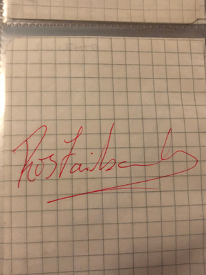 Rosalyn Fairbank nimikirjoitus paperilla