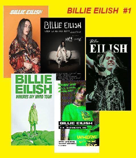BILLIE EILISH --- julistesetti 5kpl --- 21cm x 30cm #1