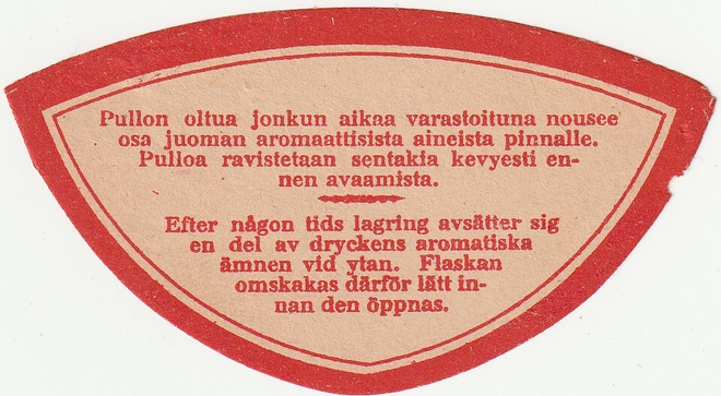 VANHA JUOMAETIKETTI - PULLO OLTUA JONKUN AIKAA... (K11-S89)