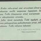Finanssilaitos O.Y. - 2 kirjettä ja selitelappu (1943) - pikkukuva 3