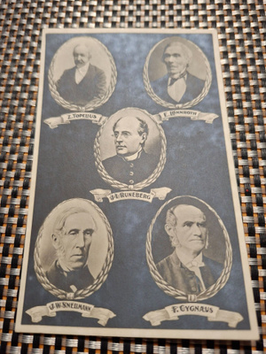 S Topelius,Lönnroth, Runeberg,Snellman, Cygnaus