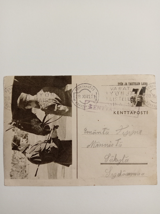 Kenttäposti 28.11.1941 jatkosodasta