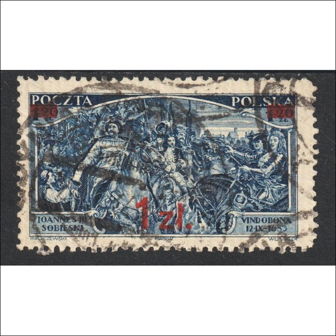 1934 PUOLA 1/1.2 Zl päällepainama merkki leimattuna