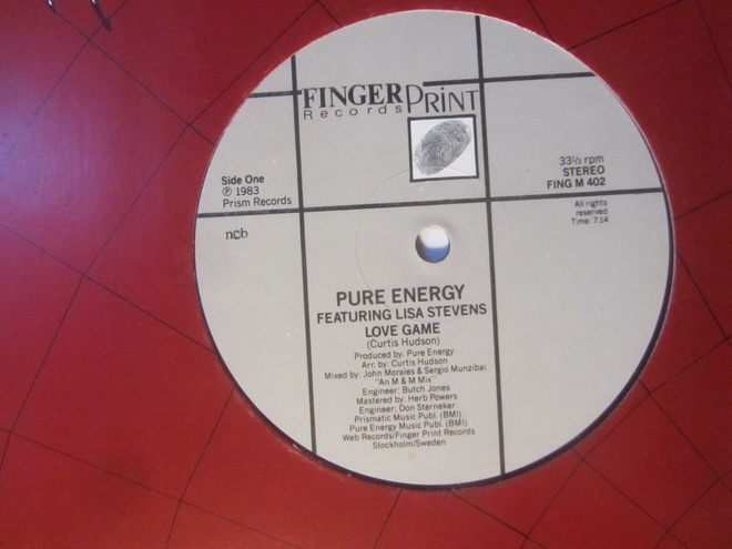 Pure Energy Featuring Lisa Stevens:Love Game 12" single 1983